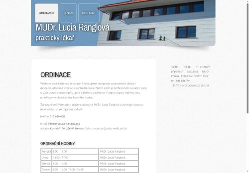 Zobrazit webové stránky Praktický lékař pro dospělé - MUDr. Lucia Ranglová
