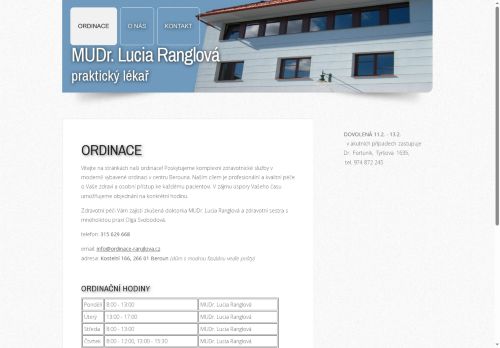 Zobrazit webové stránky Praktický lékař pro dospělé - MUDr. Lucia Ranglová