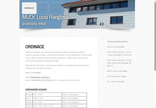 Zobrazit webové stránky Praktický lékař pro dospělé - MUDr. Lucia Ranglová