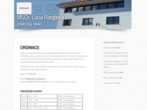 Praktický lékař pro dospělé - MUDr. Lucia Ranglová