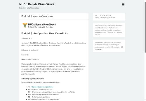 Zobrazit webové stránky Praktický lékař pro dospělé - MUDr. Renata Pirunčíková