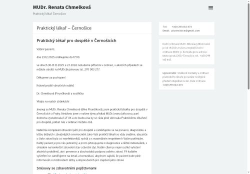 Zobrazit webové stránky Praktický lékař pro dospělé - MUDr. Renata Pirunčíková