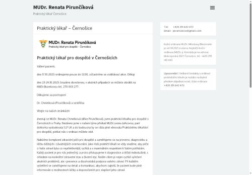 Zobrazit webové stránky Praktický lékař pro dospělé - MUDr. Renata Pirunčíková