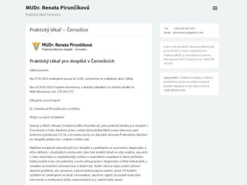 Praktický lékař pro dospělé - MUDr. Renata Pirunčíková