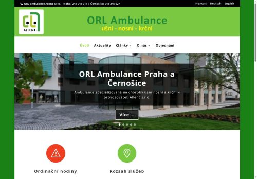 Zobrazit webové stránky ORL ambulance Allent - MUDr. Ondřej Suchý, MUDr. Petr Schalek Ph.D.