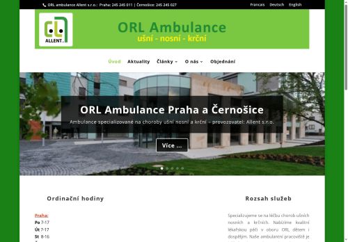 Zobrazit webové stránky ORL ambulance Allent - MUDr. Ondřej Suchý, MUDr. Petr Schalek Ph.D.