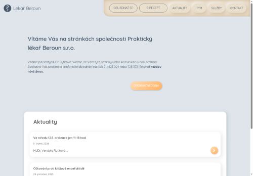 Zobrazit webové stránky Praktický lékař pro dospělé - MUDr. Vendula Rytířová, MUDr. Roman Kala