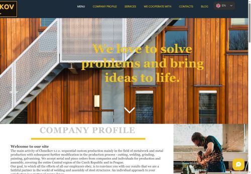 Webové stránky Chmelkov s.r.o., Rakovník