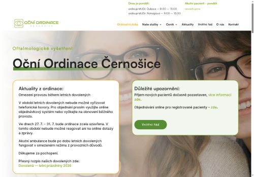Zobrazit webové stránky Oční ordinace - MUDr. Miluše Dubová, MUDr. Marie Rotnáglová