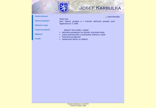 Zobrazit webové stránky Daňový poradce ev. č. 3050 Josef Karbulka