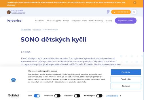 Zobrazit webové stránky SONO dětských kyčlí Nemocnice Benešov