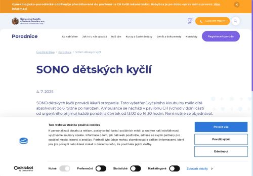 Zobrazit webové stránky SONO dětských kyčlí Nemocnice Benešov