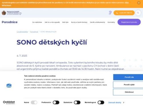 SONO dětských kyčlí Nemocnice Benešov