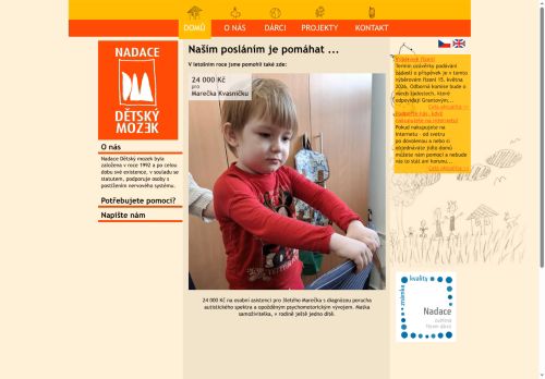 Zobrazit webové stránky Nadace Dětský mozek