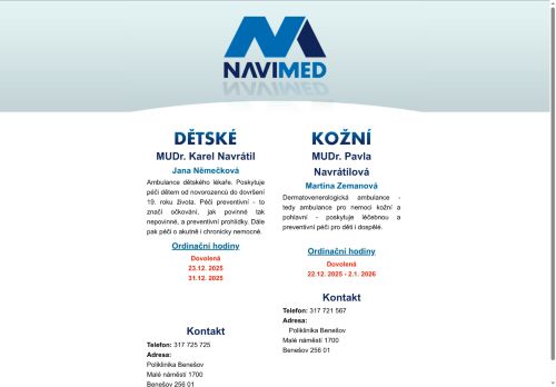 Zobrazit webové stránky Praktický lékař pro děti a dorost Navimed - MUDr. Karel Navrátil