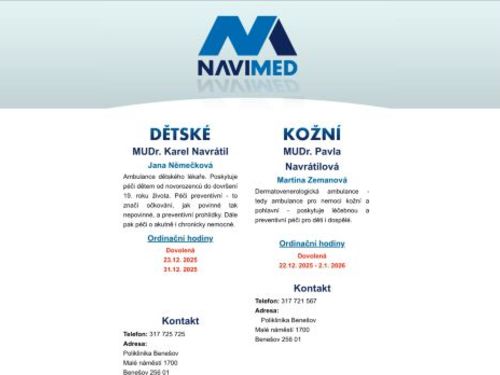 Praktický lékař pro děti a dorost Navimed - MUDr. Karel Navrátil