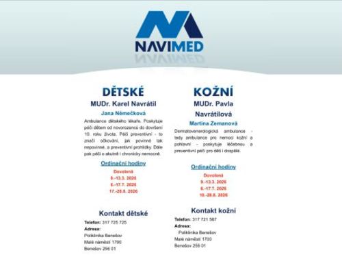 Praktický lékař pro děti a dorost Navimed - MUDr. Karel Navrátil