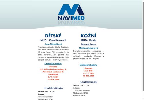 Zobrazit webové stránky Dermatovenerologická ambulance Navimed - MUDr. Pavla Navrátilová