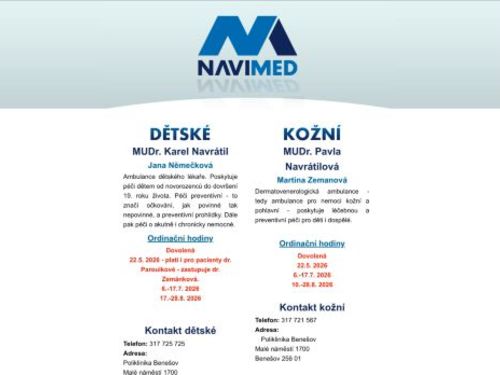 Praktický lékař pro děti a dorost Navimed - MUDr. Karel Navrátil