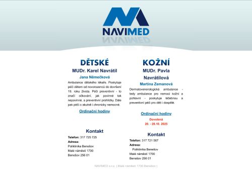 Zobrazit webové stránky Praktický lékař pro děti a dorost Navimed - MUDr. Karel Navrátil