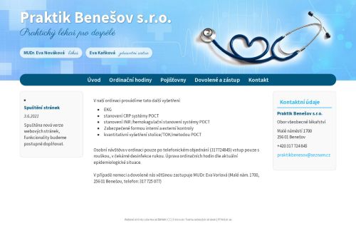Zobrazit webové stránky Praktický lékař pro dospělé a interní ordinace - MUDr. Milena Hofmanová