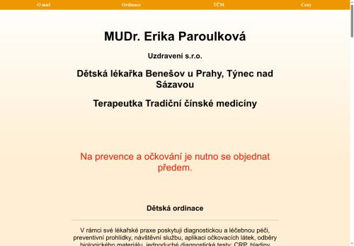 Zobrazit webové stránky Praktický lékař pro děti a dorost Uzdravení s.r.o. - MUDr. Erika Paroulková