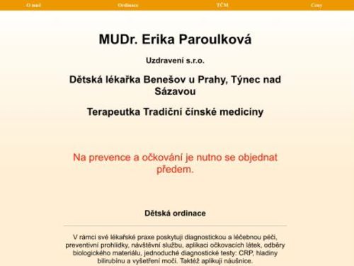 Praktický lékař pro děti a dorost Uzdravení s.r.o. - MUDr. Erika Paroulková