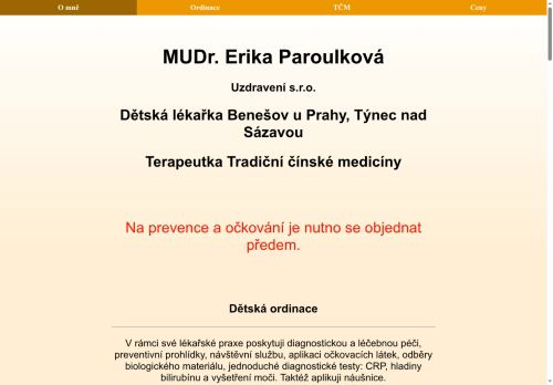 Zobrazit webové stránky Praktický lékař pro děti a dorost Uzdravení s.r.o. - MUDr. Erika Paroulková