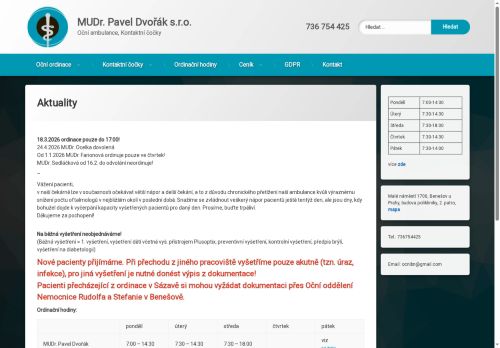 Zobrazit webové stránky Oční ordinace - MUDr. Pavel Dvořák, MUDr. Adéla Dvořáková, MUDr. Lenka Farionová