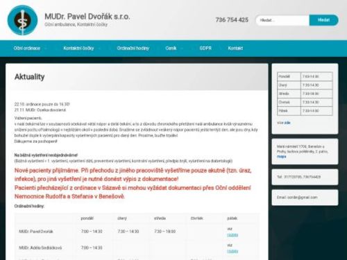 Oční ordinace - MUDr. Pavel Dvořák, MUDr. Adéla Dvořáková, MUDr. Lenka Farionová