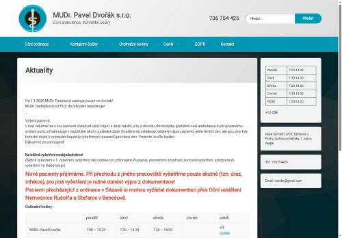 Zobrazit webové stránky Oční ordinace - MUDr. Pavel Dvořák, MUDr. Adéla Dvořáková, MUDr. Lenka Farionová