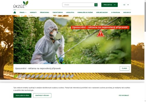 Webové stránky Ústřední kontrolní a zkušební ústav zemědělský, Brno