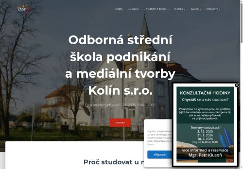 Zobrazit webové stránky Odborná střední škola podnikání a mediální tvorby Kolín s.r.o.