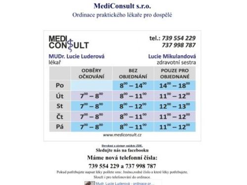 Praktický lékař pro dospělé MediConsult - MUDr. Lucie Luderová