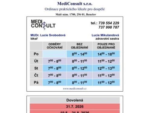 Praktický lékař pro dospělé MediConsult - MUDr. Lucie Luderová
