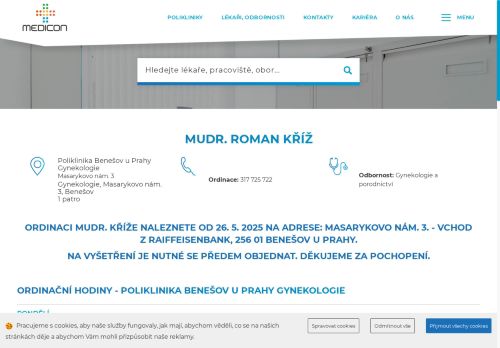 Zobrazit webové stránky Gynekologie MEDICON - MUDr. Roman Kříž