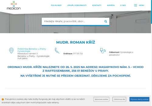 Zobrazit webové stránky Gynekologie MEDICON - MUDr. Roman Kříž