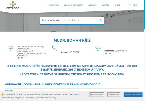 Zobrazit webové stránky Gynekologie MEDICON - MUDr. Roman Kříž