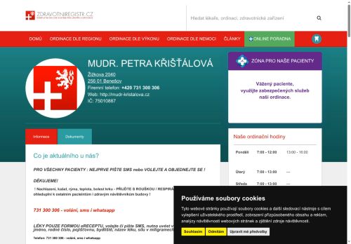 Zobrazit webové stránky Praktický lékař pro dospělé - MUDr. Petra Křišťálová