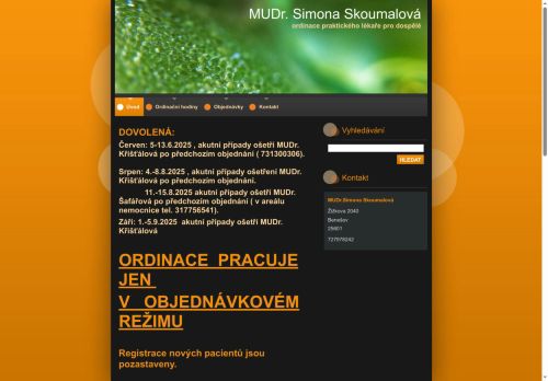 Zobrazit webové stránky Praktický lékař pro dospělé - MUDr. Simona Skoumalová