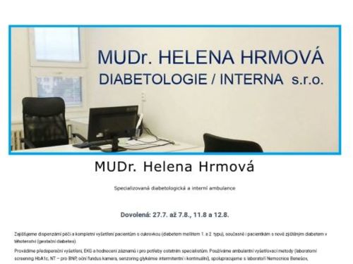 Diabetologická a interní ambulance - MUDr. Helena Hrmová