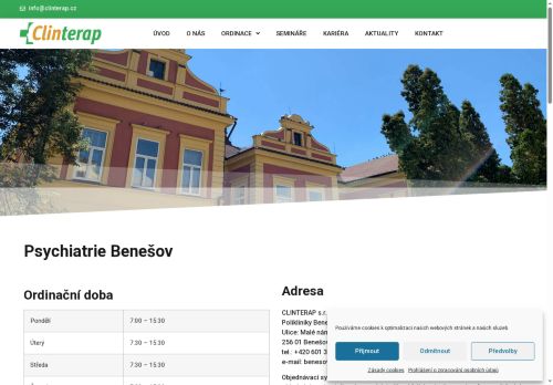 Zobrazit webové stránky Psychiatrie CLINTERAP Benešov - MUDr. Yvona Hendrychová