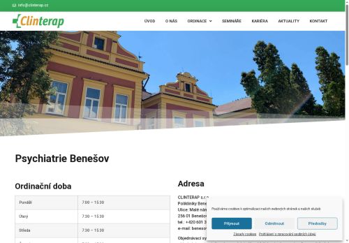 Zobrazit webové stránky Psychiatrie CLINTERAP Benešov - MUDr. Yvona Hendrychová