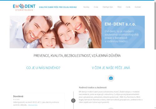 Zobrazit webové stránky Zubní ordinace EM-dent - MUDr. Eva Šlechtová, MUDr. Petra Kuchařová
