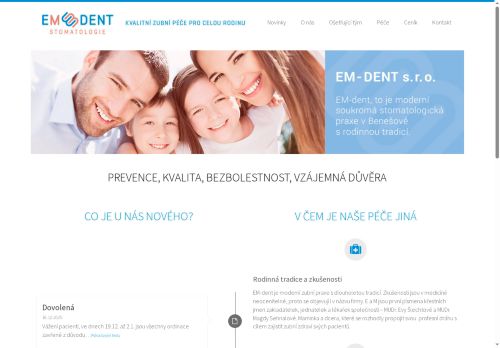 Zobrazit webové stránky Zubní ordinace EM-dent - MUDr. Eva Šlechtová, MUDr. Petra Kuchařová