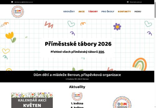Webové stránky Dům dětí a mládeže Beroun, příspěvková organizace, Beroun