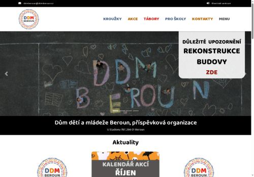 Dům dětí a mládeže Beroun, příspěvková organizace nabízí práci na pozici Uklízeči, recepčí v obci Beroun