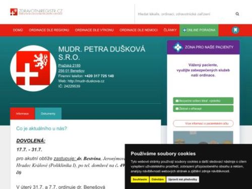 Praktický lékař pro dospělé - MUDr. Petra Dušková