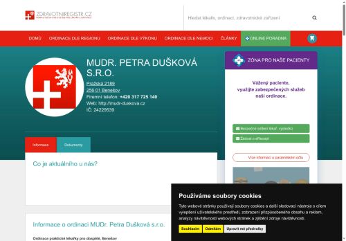 Zobrazit webové stránky Praktický lékař pro dospělé - MUDr. Petra Dušková