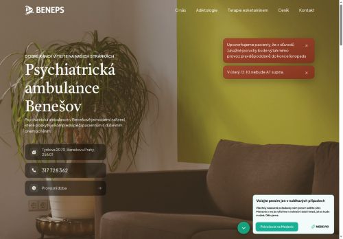 Zobrazit webové stránky Psychiatrická ambulance BENEPS - MUDr. Katarína Hánělová, MUDr. Halka Korcová, MUDr. Zuzana Řeřichová